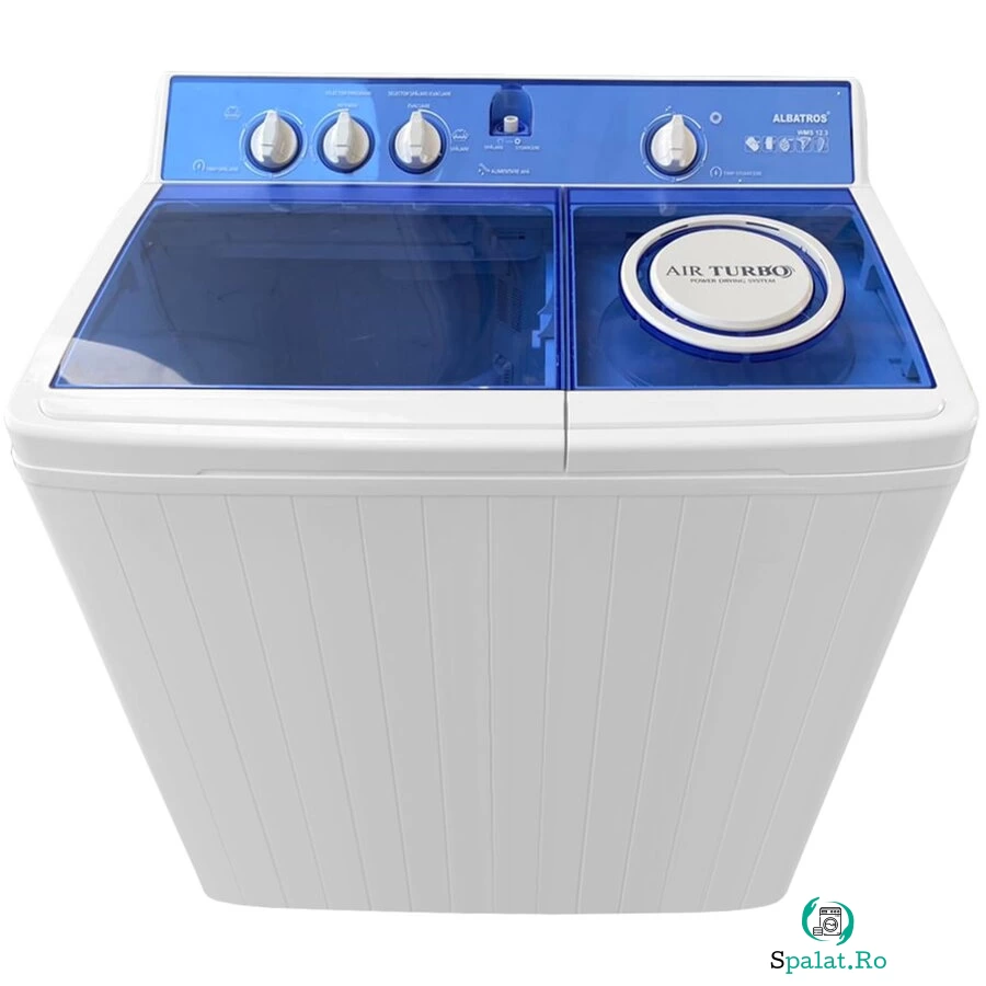 Albatros Masina de spalat rufe semiautomata cu storcator Albatros WMS 12.3, Cantitate rufe uscate 12 Kg, Cantitate rufe stoarcere 7 Kg, Alb/Albastru