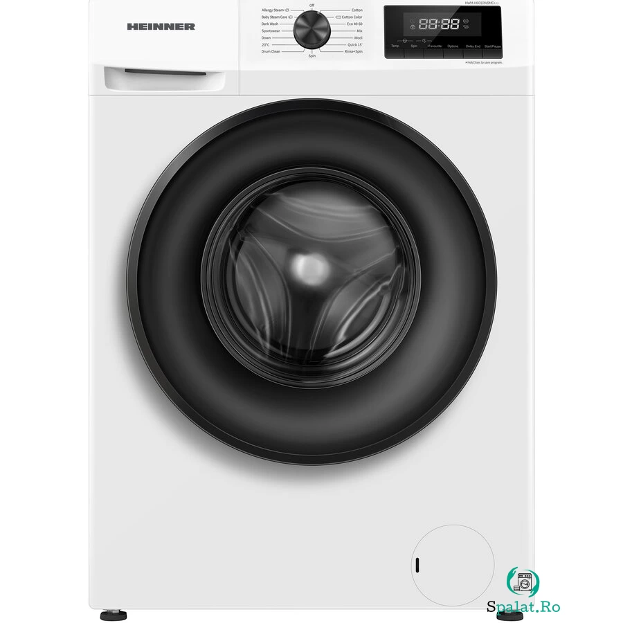 HEINNER Masina de spalat rufe Heinner HWM-H6010IVSMC+++, 6 kg, 1000 rpm, Clasa C, Motor Inverter, Display digital, Alb