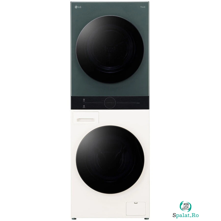LG Masina de spalat rufe cu uscator LG WT1210EGF, Spalare 12 kg, Uscare 10 kg, 1400 RPM, Steam, TurboWash 360, Clasa A/C, Verde/Bej
