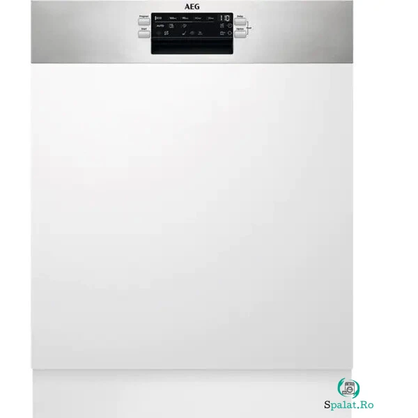 AEG Masina de spalat vase semi-incorporabila AEG FEE53610ZM, AirDry, 13 seturi, 8 programe, 60 cm, Clasa D, inox