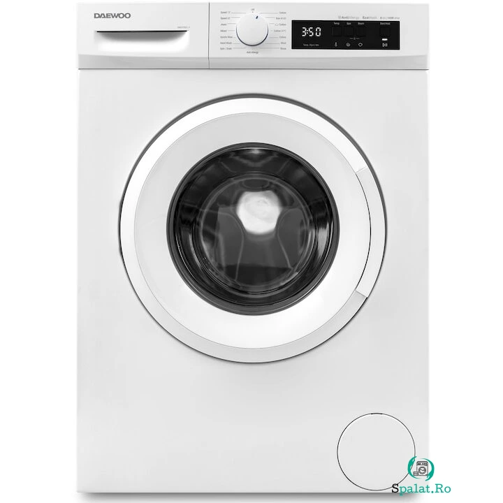 Daewoo Masina de spalat rufe Daewoo, 8 kg, motor inverter, 1200 rpm, clasa A-20%, 16 programne, butoane touch, usa dubla neagra (PC Cover), culoare Alb