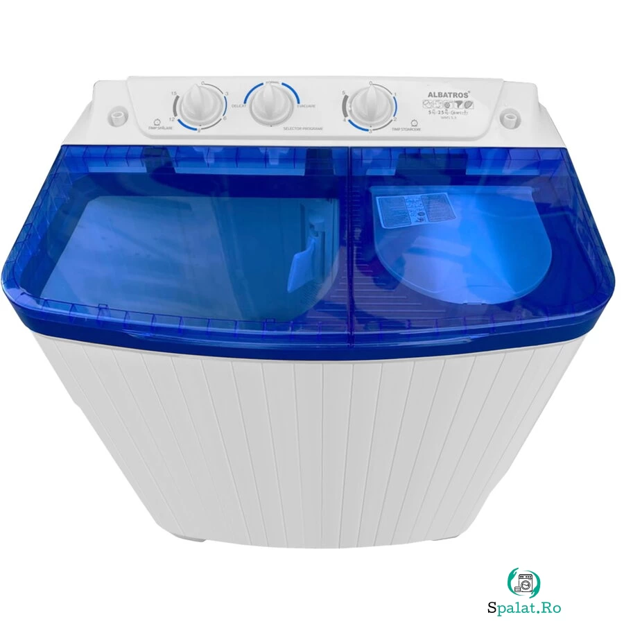 Albatros Masina de spalat rufe semiautomata Albatros WMS 5.3, Capacitate rufe uscate 5 Kg, Capacitate rufe storcere 2.5 Kg, Alb/Albastru
