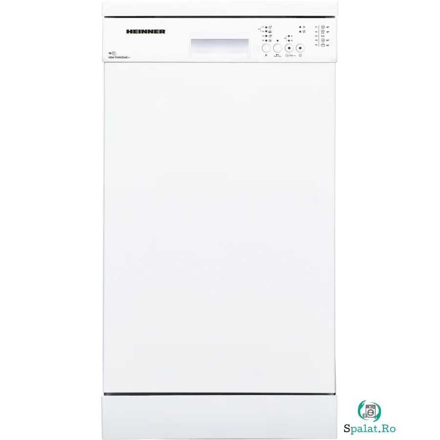 Masina de spalat vase Heinner HDW-FS4505WE++, 10 Seturi, 5 programe, Clasa E, Aquastop, 45 cm, Alb la 1,149.00 lei ron