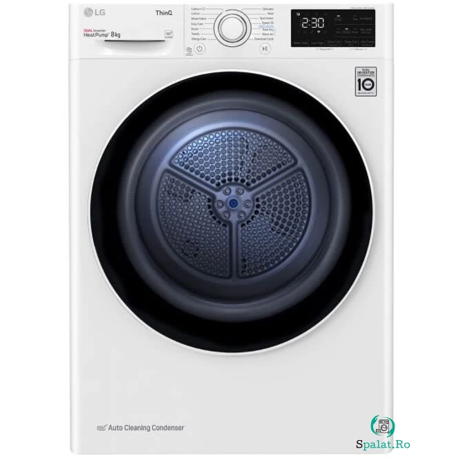 LG Uscator de rufe LG RH80V3AV6N, pompa de caldura DUAL Inverter, Eco Hybrid, ThinQ, Alb